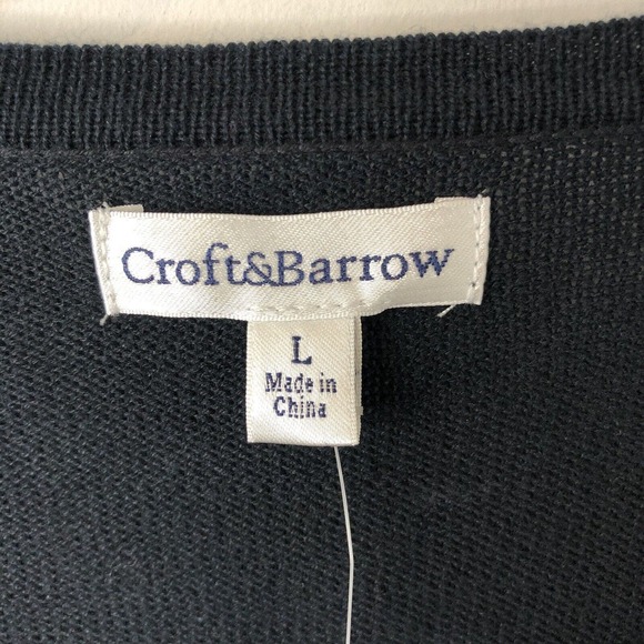 Croft & Barrow NWT Women's Black 3 Button Diamond Pattern Lightweight Cardigan L - Picture 3 of 8